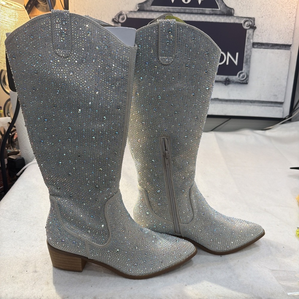 Women Rhinestone BUCKLE Store Cowboy Boots, Sparkly Bling Cowgirl Boots NEW 9
